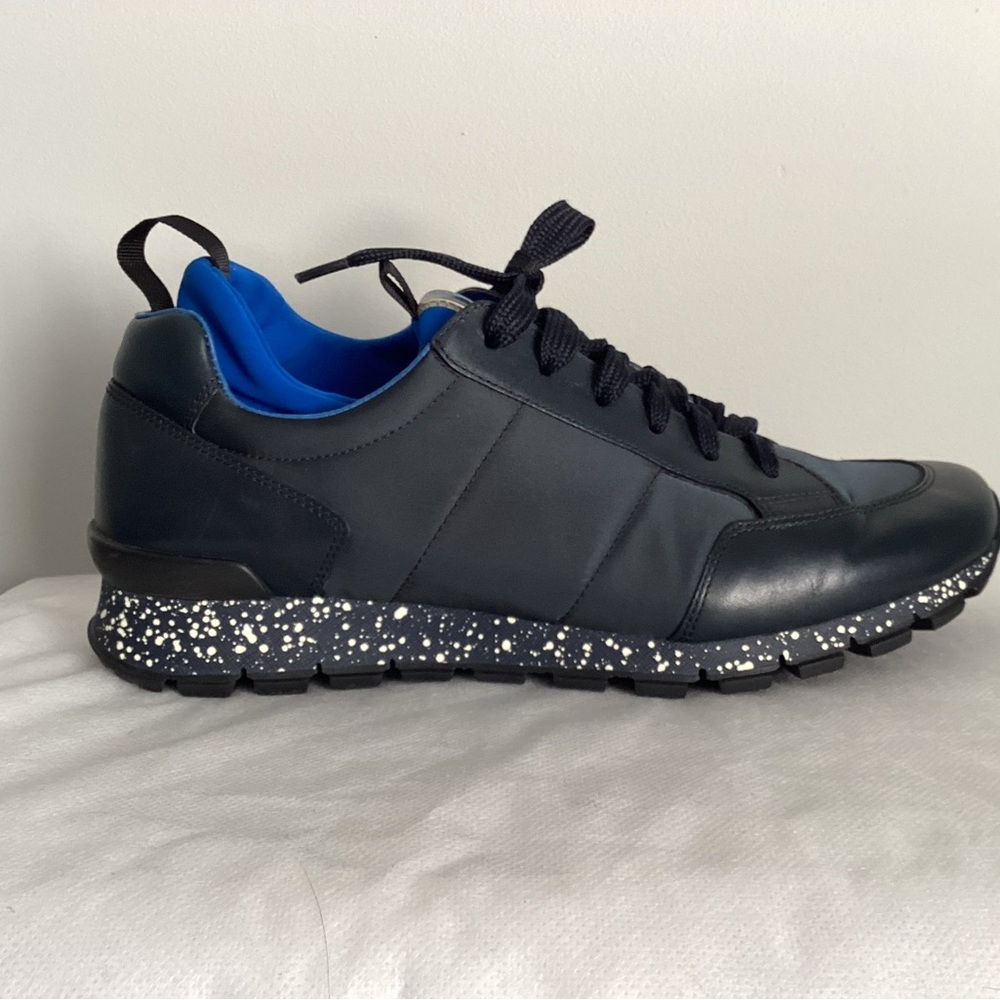 Authentic Prada 4E3052 Speckled Leather and Nylon Trainer Sneaker, Size US 9